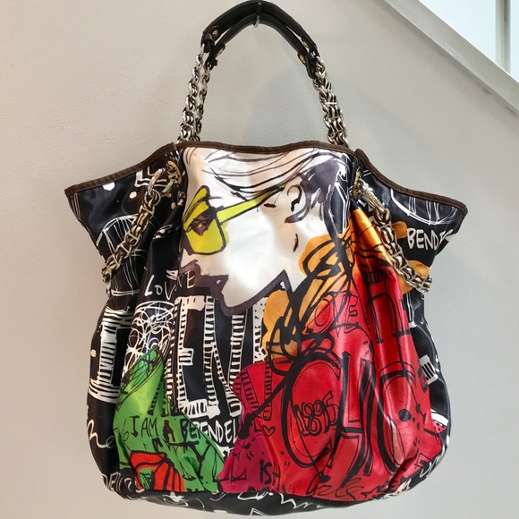 henri bendel Handbags - HENRI BENDEL Izak Girl/NY/Love Satin Tote